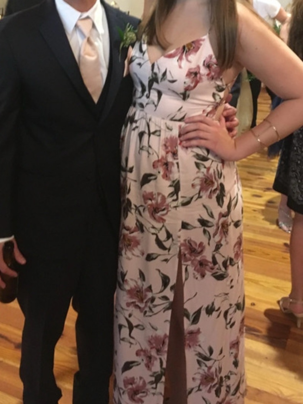 Forever 21 Pink Floral Maxi Dress with Front Slit